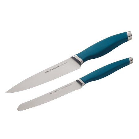 RACHAEL RAY Cutlery Japanese Stainless Steel Utility Knife Set Teal2 Piece 47758